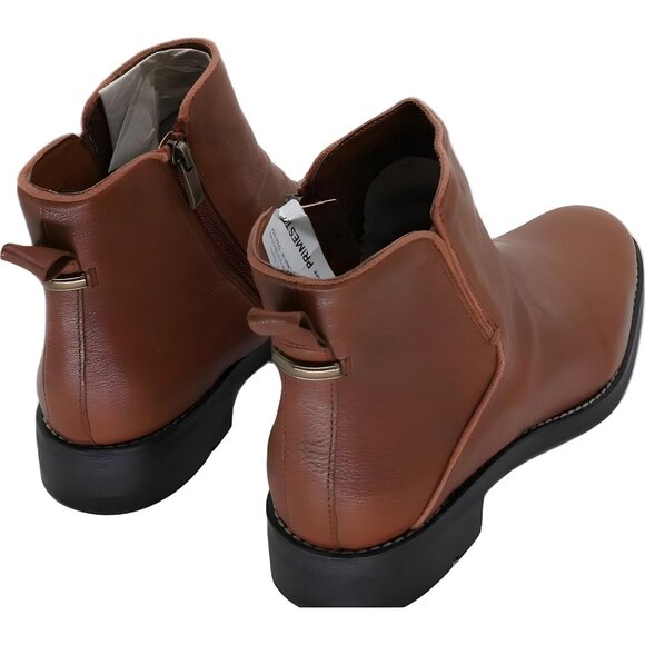 Franco Sarto Marcus Cognac Leather Ankle Booties Women US 9M - Picture 3 of 6